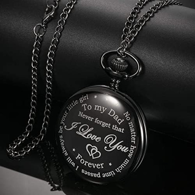 Dad Gift from Daughter to Father Engraved Pocket Watch - No Matter How Much Time Passes, I Will Always Be Your Little Girl