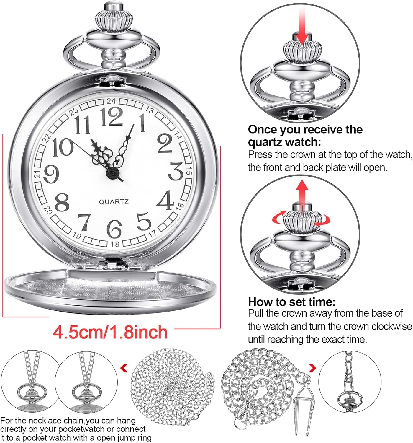 Dad Gift from Daughter to Father Engraved Pocket Watch - No Matter How Much Time Passes, I Will Always Be Your Little Girl