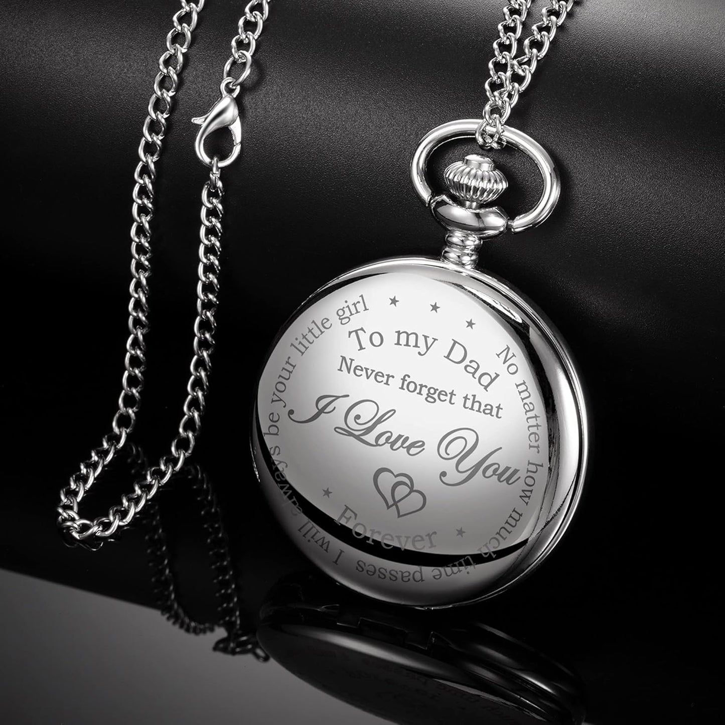 Dad Gift from Daughter to Father Engraved Pocket Watch - No Matter How Much Time Passes, I Will Always Be Your Little Girl