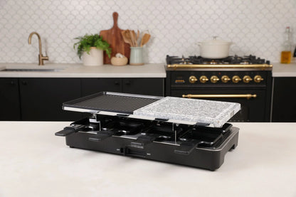 Electric Raclette Table Grill with Nonstick Grilling Plate & Cooking Stone