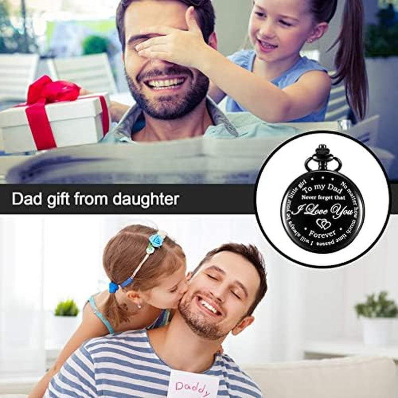 Dad Gift from Daughter to Father Engraved Pocket Watch - No Matter How Much Time Passes, I Will Always Be Your Little Girl