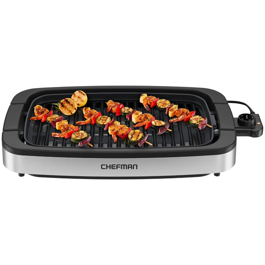 Smokeless Indoor Electric Grill W/ Adjustable Temperature Control, Table Top BBQ - Stainless Steel, New