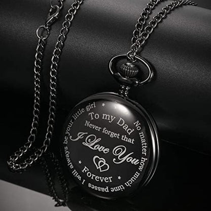 Dad Gift from Daughter to Father Engraved Pocket Watch - No Matter How Much Time Passes, I Will Always Be Your Little Girl