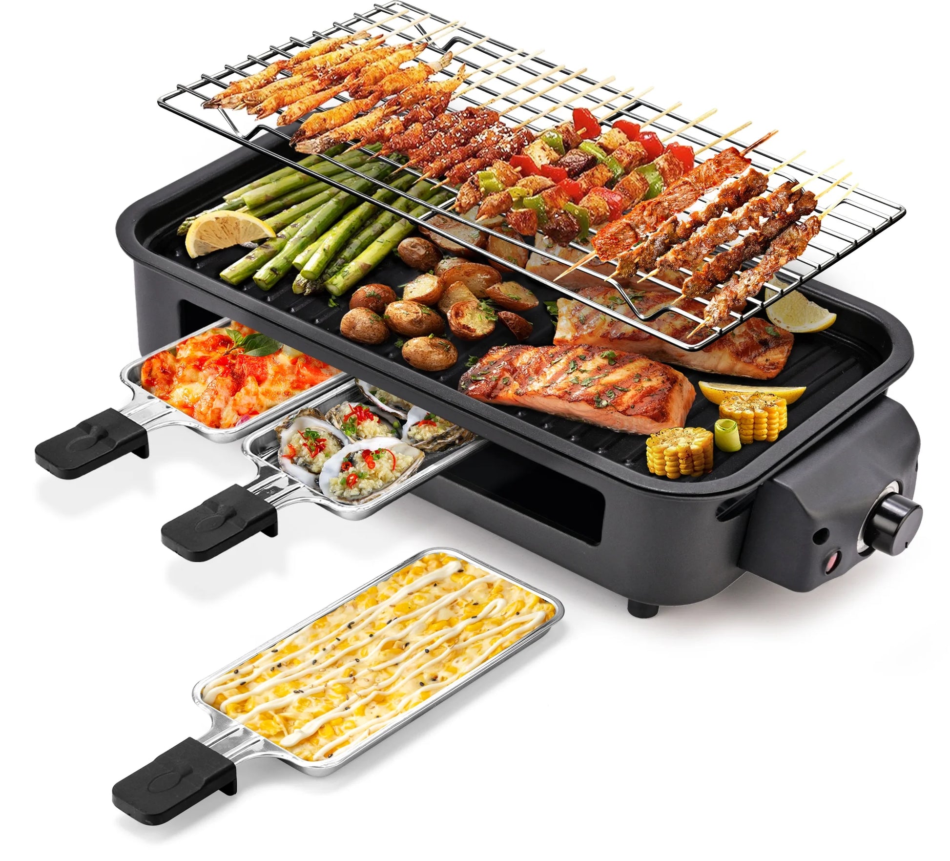Smokeless Electric Indoor Grill: Portable Korean BBQ with Removable Temperature Control Plate - Non-Stick, Dishwasher Safe, 1500W