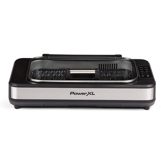 Power XL Smokeless Grill Elite plus Indoor Electric Grill with Tempered Glass Lid, Non-Stick, Black