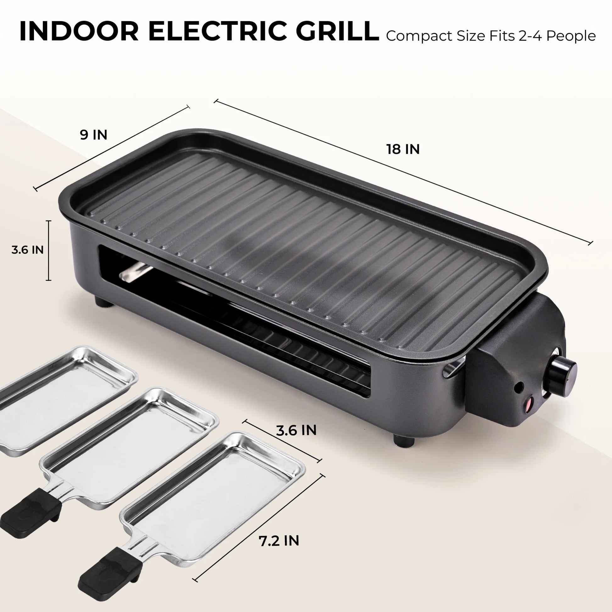 Smokeless Electric Indoor Grill: Portable Korean BBQ with Removable Temperature Control Plate - Non-Stick, Dishwasher Safe, 1500W