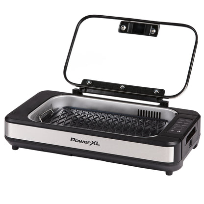 Power XL Smokeless Grill Elite plus Indoor Electric Grill with Tempered Glass Lid, Non-Stick, Black