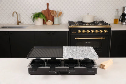 Electric Raclette Table Grill with Nonstick Grilling Plate & Cooking Stone