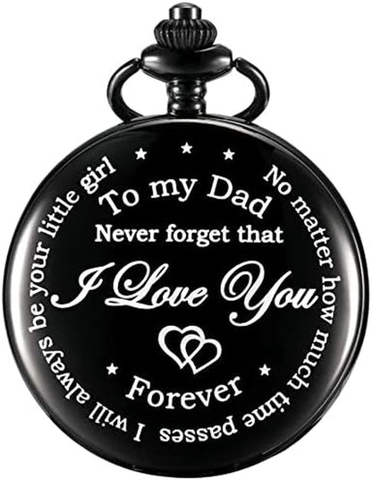 Dad Gift from Daughter to Father Engraved Pocket Watch - No Matter How Much Time Passes, I Will Always Be Your Little Girl