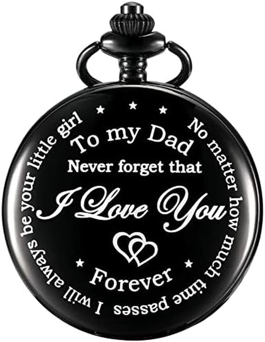 Dad Gift from Daughter to Father Engraved Pocket Watch - No Matter How Much Time Passes, I Will Always Be Your Little Girl