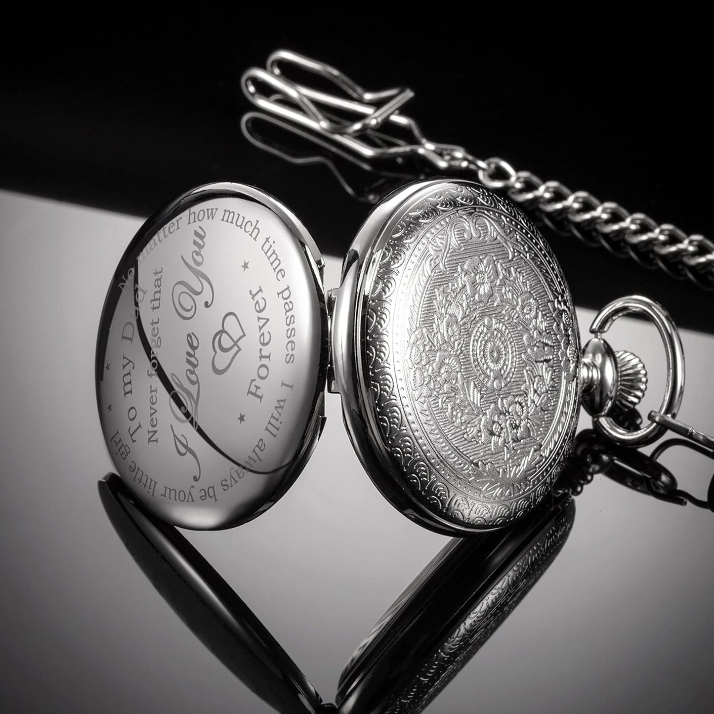 Dad Gift from Daughter to Father Engraved Pocket Watch - No Matter How Much Time Passes, I Will Always Be Your Little Girl