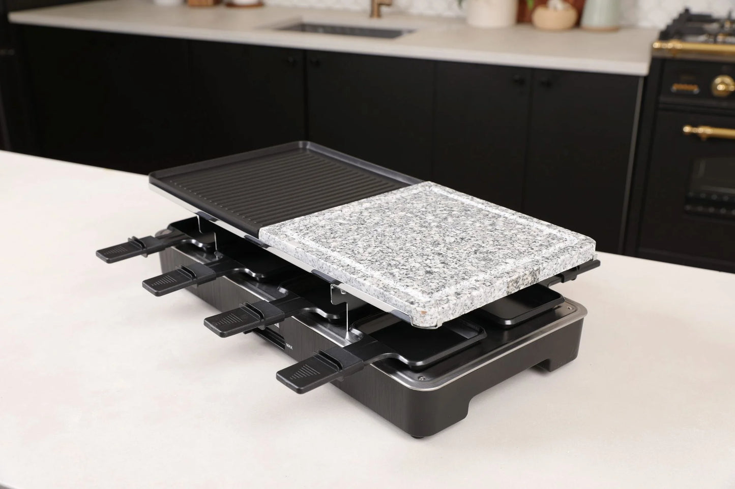 Electric Raclette Table Grill with Nonstick Grilling Plate & Cooking Stone