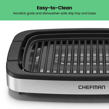 Smokeless Indoor Electric Grill W/ Adjustable Temperature Control, Table Top BBQ - Stainless Steel, New