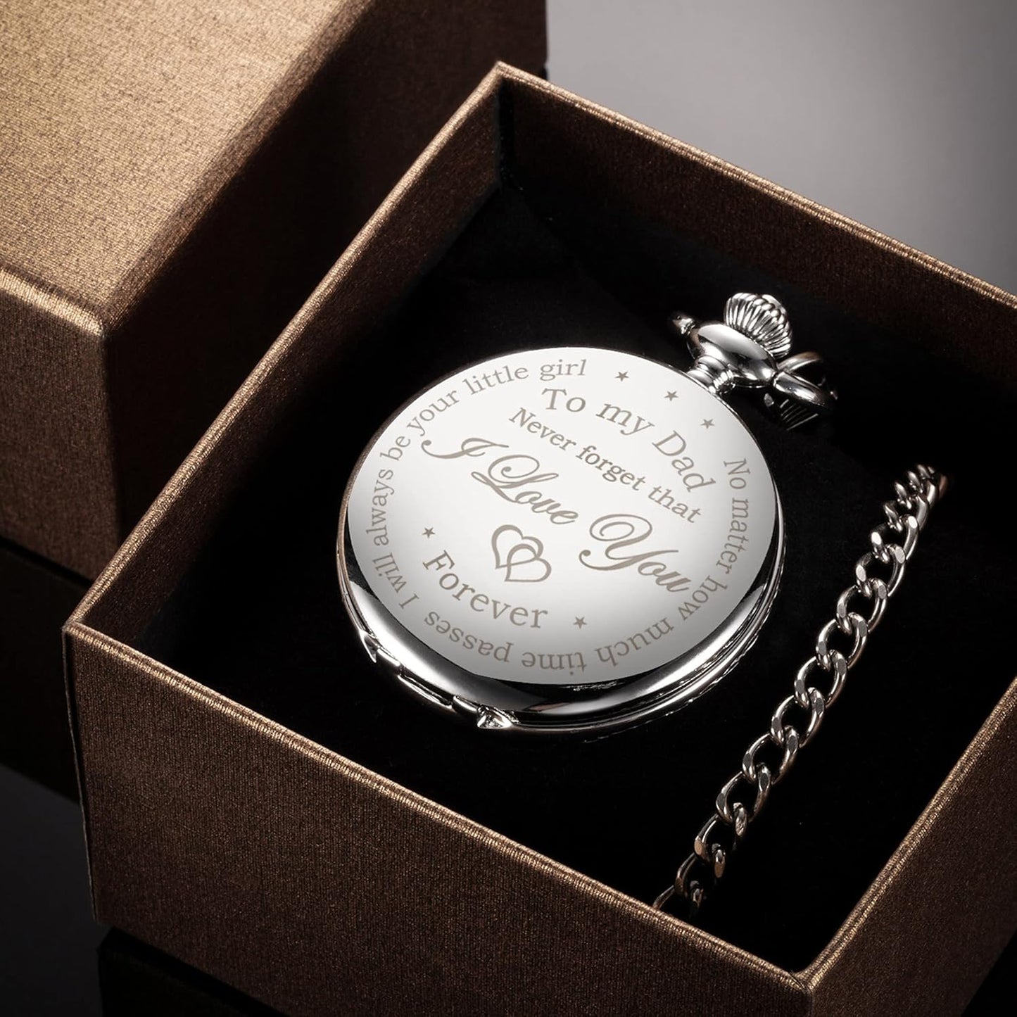Dad Gift from Daughter to Father Engraved Pocket Watch - No Matter How Much Time Passes, I Will Always Be Your Little Girl