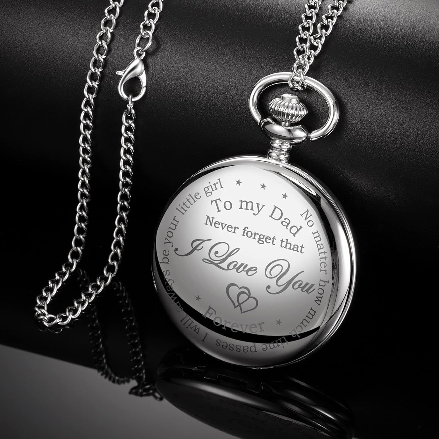 Dad Gift from Daughter to Father Engraved Pocket Watch - No Matter How Much Time Passes, I Will Always Be Your Little Girl