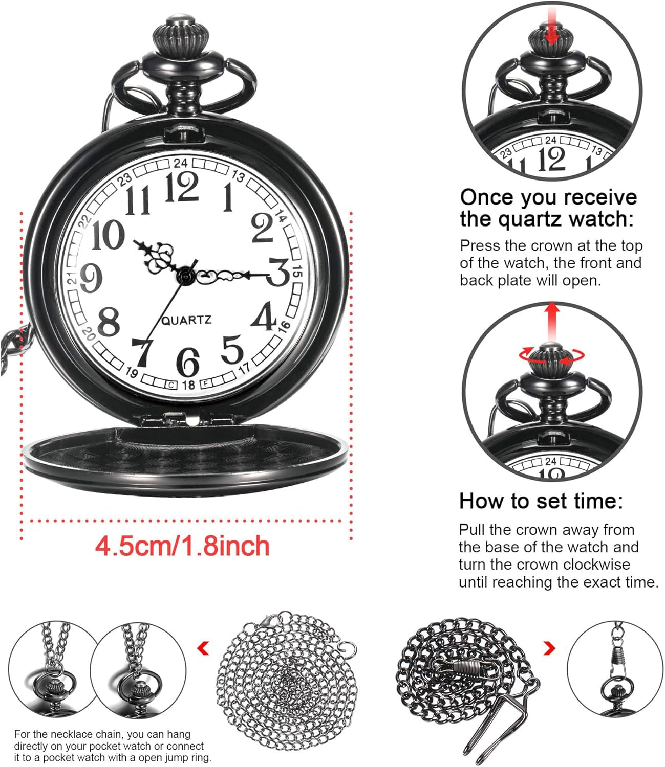 Dad Gift from Daughter to Father Engraved Pocket Watch - No Matter How Much Time Passes, I Will Always Be Your Little Girl