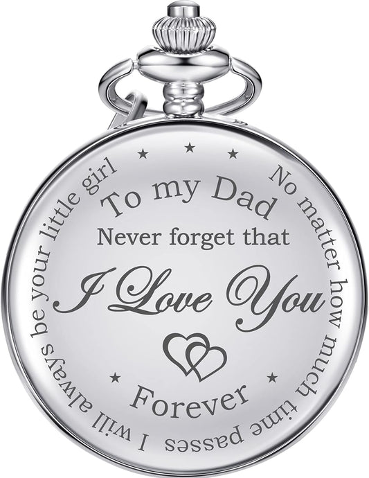 Dad Gift from Daughter to Father Engraved Pocket Watch - No Matter How Much Time Passes, I Will Always Be Your Little Girl