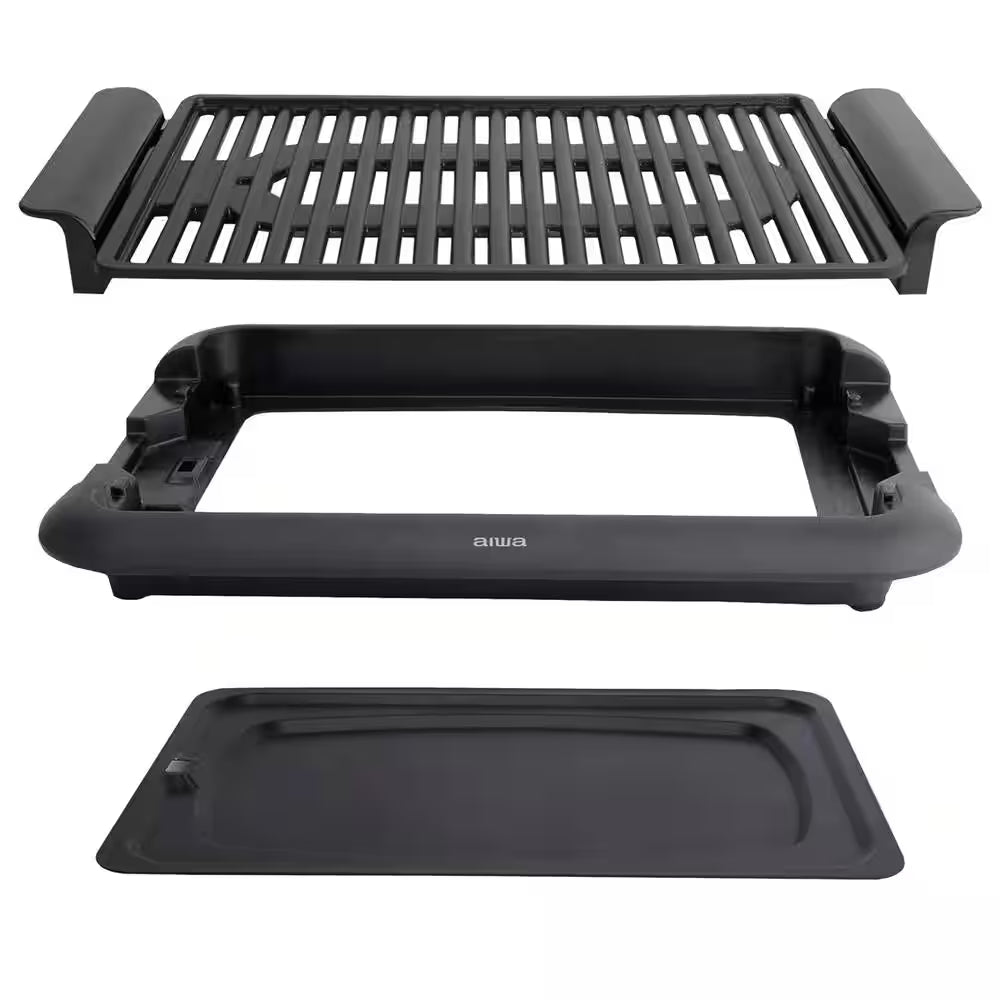 1200-Watt Indoor Smokeless Grill 5 Temperature Settings Cleaning, Black Ceramic Nonstick Skillet