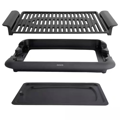 1200-Watt Indoor Smokeless Grill 5 Temperature Settings Cleaning, Black Ceramic Nonstick Skillet