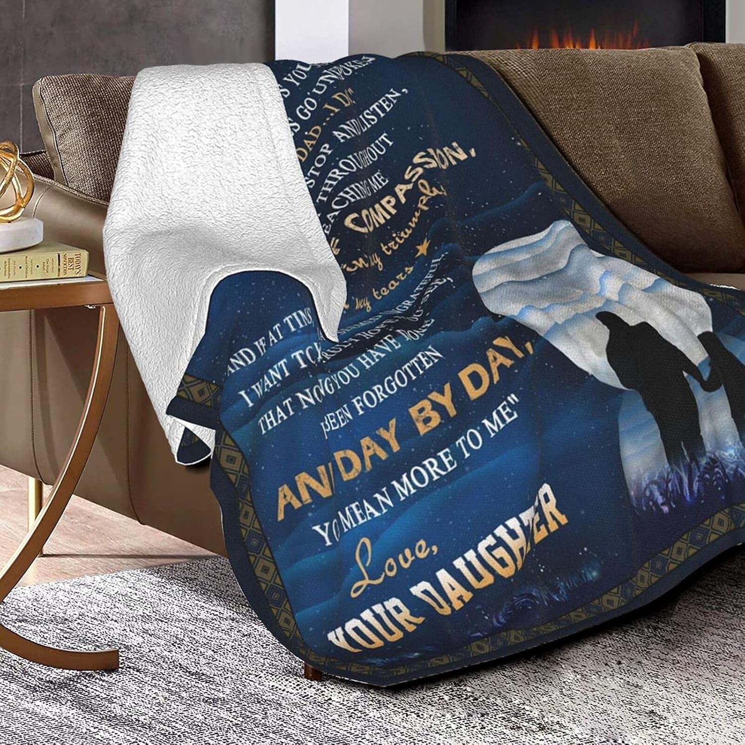 To My Dad from Daughter Flannel Fleece Throw Blanket 60"X50", Grateful Love Birthday Gift Throws Blankets, Happy Father'S Day Present for Sofa, Super Cozy Lightweight Father Gifts Idea