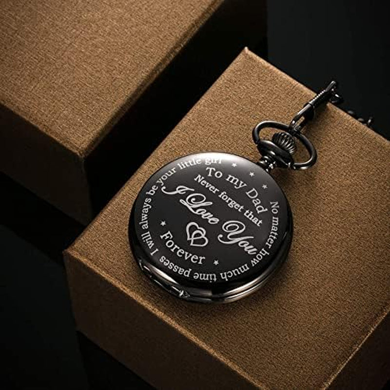 Dad Gift from Daughter to Father Engraved Pocket Watch - No Matter How Much Time Passes, I Will Always Be Your Little Girl
