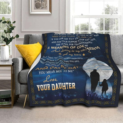To My Dad from Daughter Flannel Fleece Throw Blanket 60"X50", Grateful Love Birthday Gift Throws Blankets, Happy Father'S Day Present for Sofa, Super Cozy Lightweight Father Gifts Idea