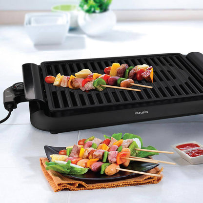 1200-Watt Indoor Smokeless Grill 5 Temperature Settings Cleaning, Black Ceramic Nonstick Skillet