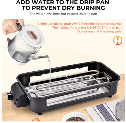 Smokeless Electric Indoor Grill: Portable Korean BBQ with Removable Temperature Control Plate - Non-Stick, Dishwasher Safe, 1500W