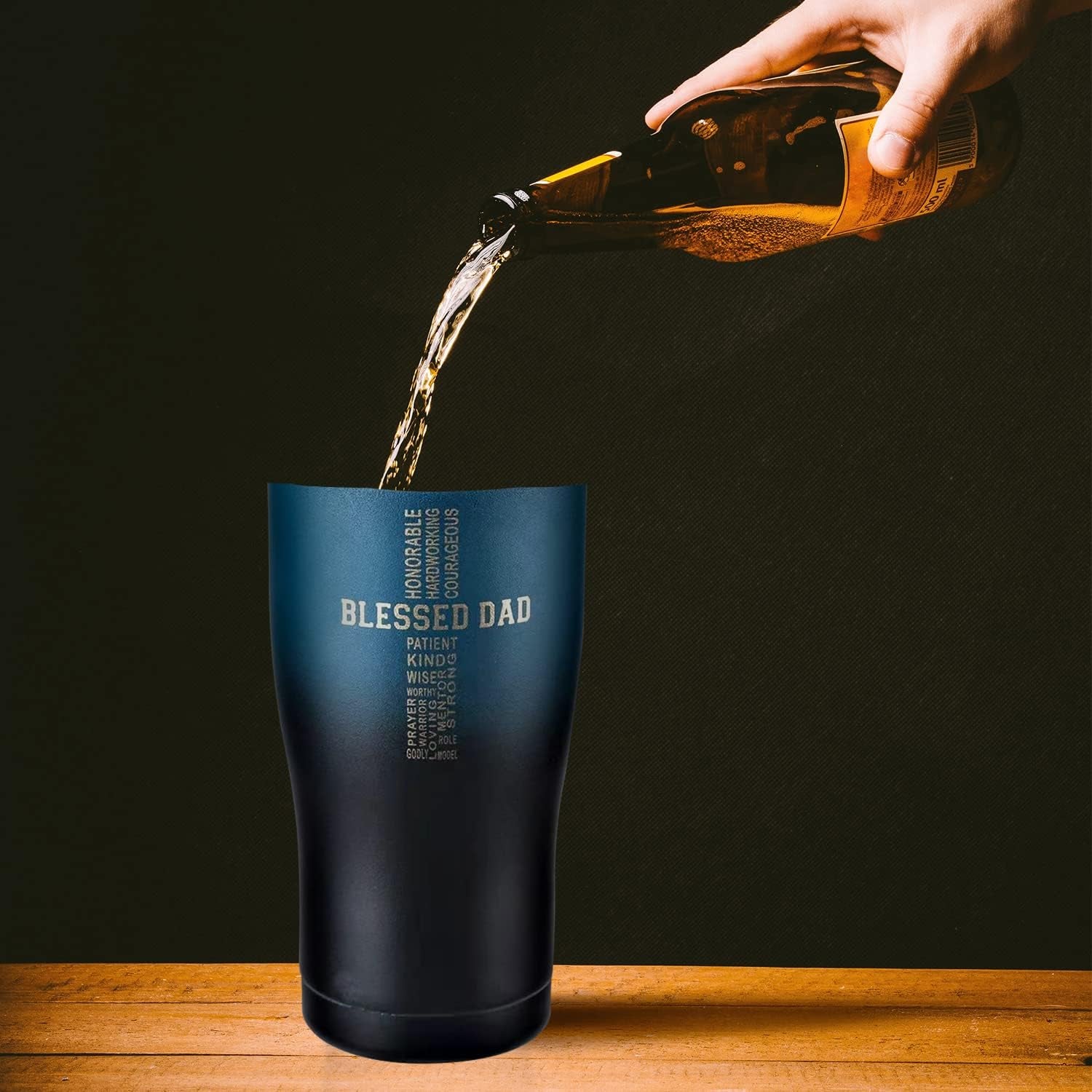 Dad Tumbler - Blessed Dad - Dad Gifts from Daughter Son Wife - 20 Oz Stainless Steel Coffee Travel Mug for Men - Christian Gifts for Men - Best Dad Ever Birthday Gifts for Men Husband (Midnight)